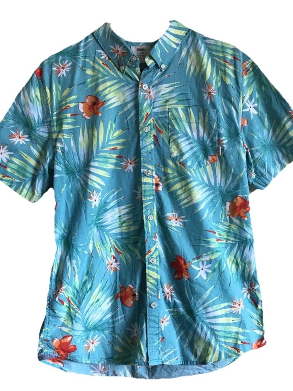 VANS Men’s Shirt Off The Wall Button Up  Short Sleeve Hawaiian Tropical Size M